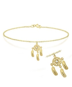 Dream Cather with Tiny Rhinestone Anklet ANK-190-GP